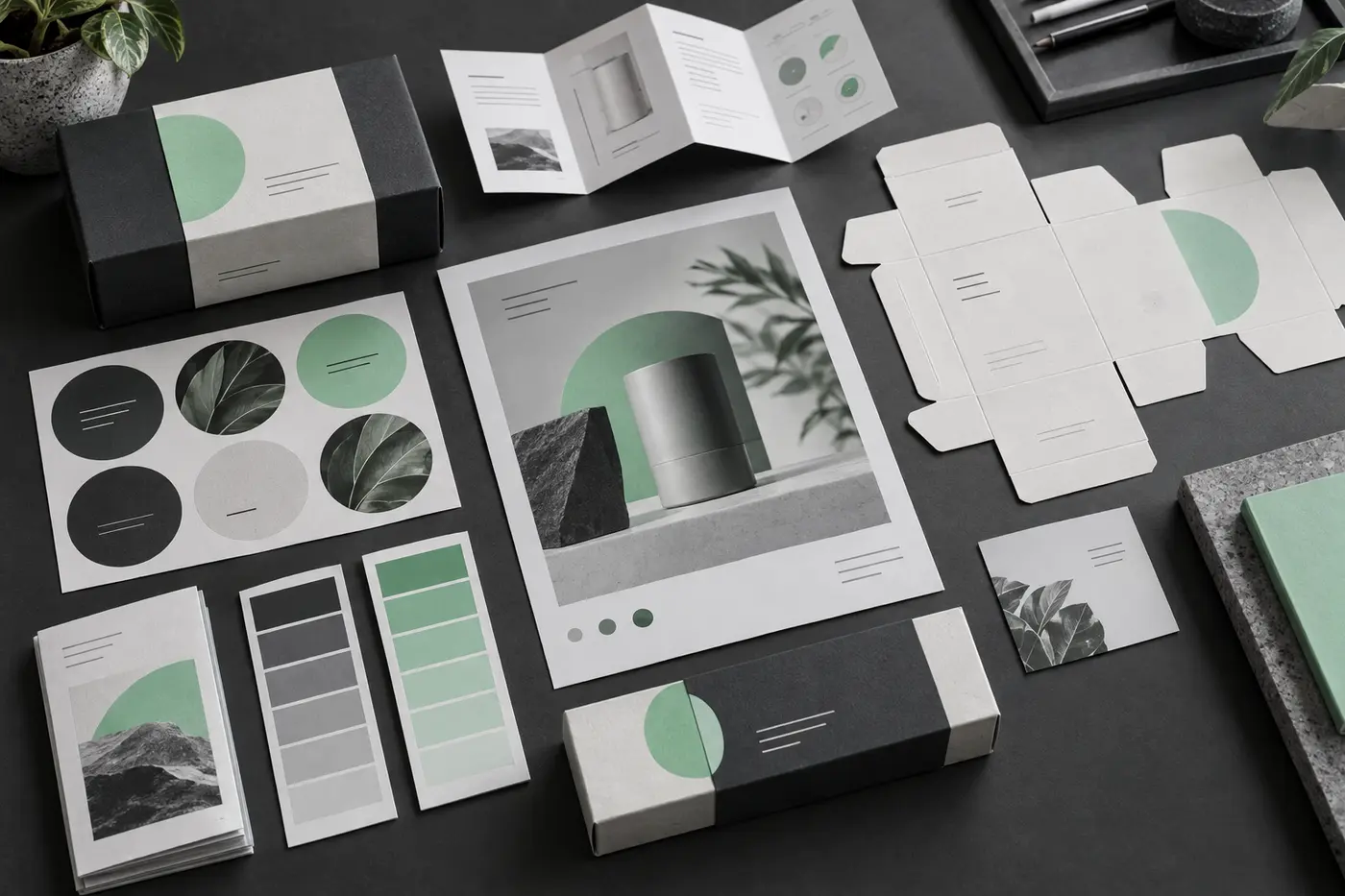 Etiketten, Flyer, Anleitungen und Verpackungsdesign